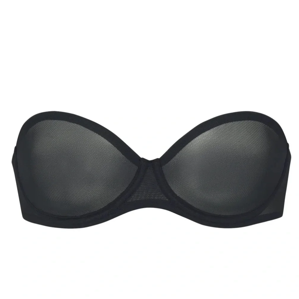 NWT Skims Women’s Black Ultra Fine Mesh Strapless Bra in Color Onyx - size 40DD - Picture 2 of 10